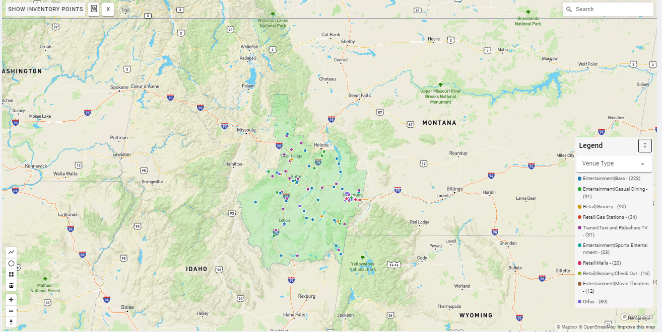 Butte DMA coverage map showing digital out-of-home advertising reach