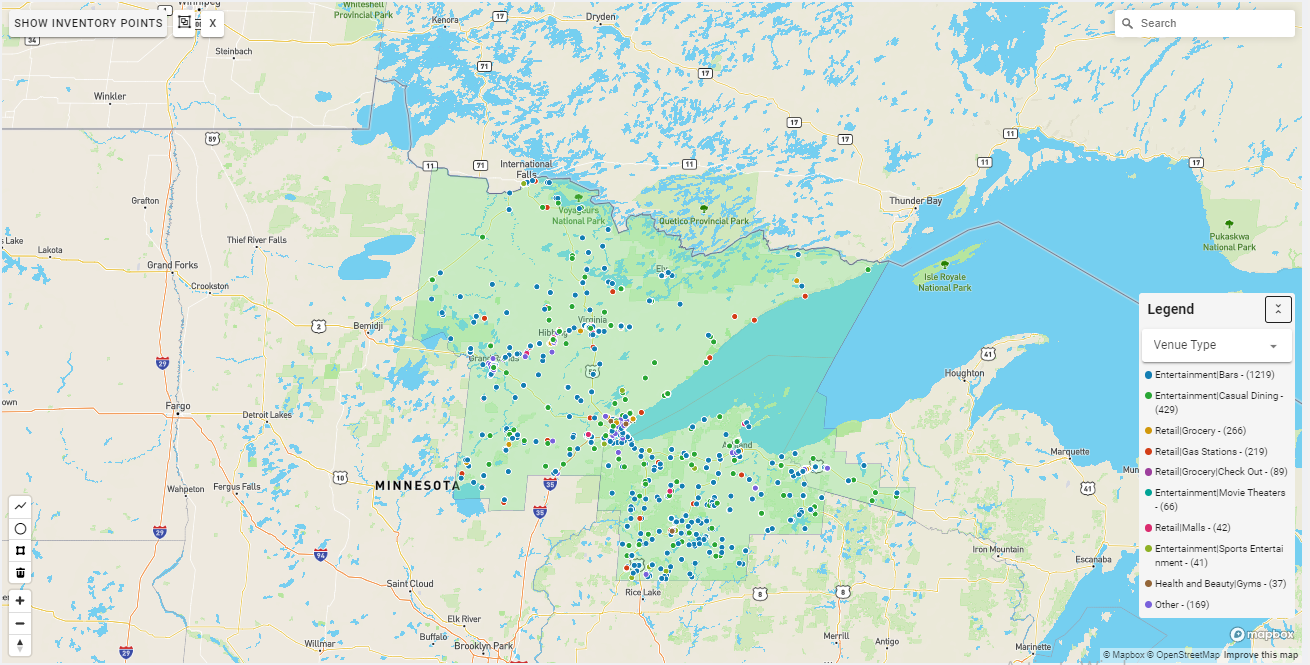 Duluth DMA coverage map showing digital out-of-home advertising reach