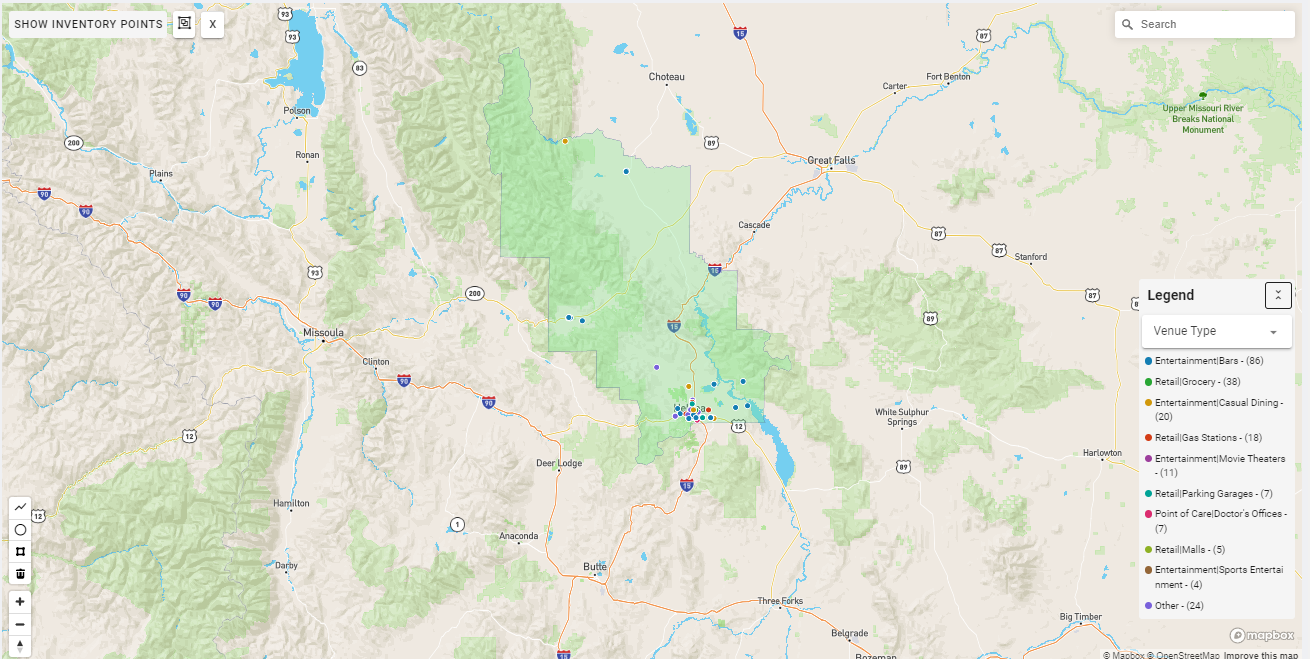 Helena DMA coverage map showing digital out-of-home advertising reach