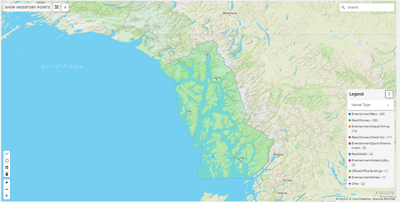 Juneau DMA coverage map showing digital out-of-home advertising reach